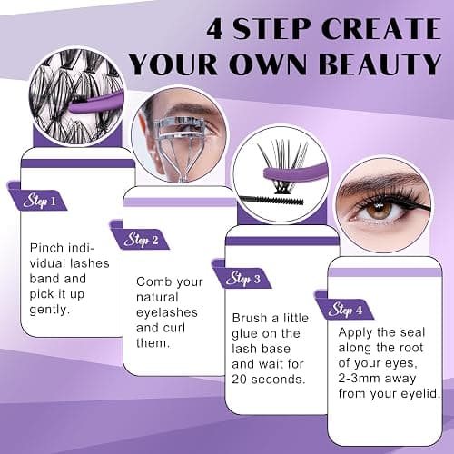 DIY Lash Extension Kit 280pcs Individual Lashes Cluster D Curl Eyelash Extension Kit Lash Clusters with Lash Bond and Seal and Lash Applicator Tool for Self Application (KIT,30D+40D-9-16MIX) thumbnail 6