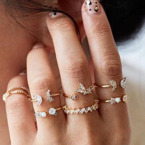 NEWITIN 49 Pieces Gold Jewelry Set for Women Fashion Costume Jewelry Gold Plated Necklace Bracelet Ring Earrings Set for Women thumbnail 4