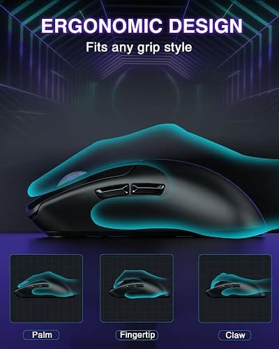 AULA SC580 Wireless Gaming Mouse, Tri-Mode 2.4G/BT5.0/USB-C Gaming Mouse, 12000 DPI Rechargeable Wireless Mouse with 6 Programmable Buttons, Ergonomic Computer Mouse for Laptop/PC/Mac/Tablet thumbnail 8