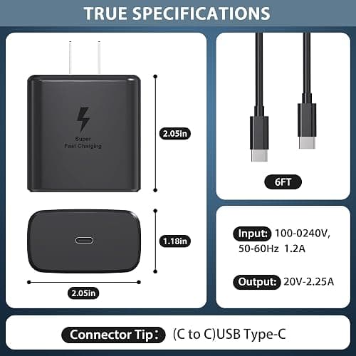 2026 45W Super Fast Charger USB C Android Phone Charger Fast Charging Compatible with Samsung Galaxy S25/S25 Ultra/S25+/S24 Ultra/S24/S24+/S23 Ultra/S23/S22/S20/S21/Note 10,Galaxy Tab, 6ft C Cable thumbnail 3