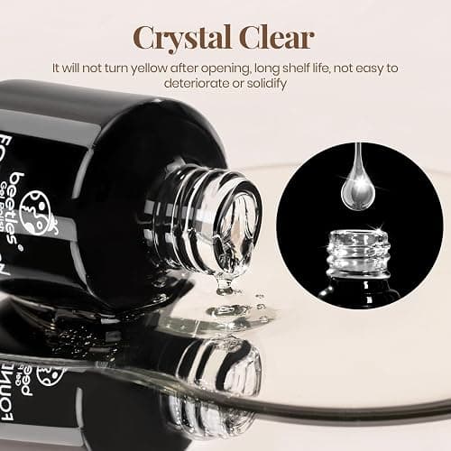beetles Gel Polish No Wipe Gel Top Coat - Clear Color Top Coat Gel Nail Polish Shine Finish and Long Lasting, Soak Off Nail Lamp, 15ml Christmas Nails Gifts for Girls thumbnail 2