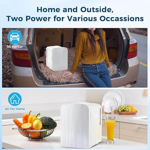 Antarctic Star Compact Refrigerator, Portable Mini Fridge, Skin Care 4L Capacity/6 Cans, for Bedroom, Car, Office & Dorm, Small Cooler for Cosmetics, Magnetic Brushed Stainless Steel Door, White thumbnail 5