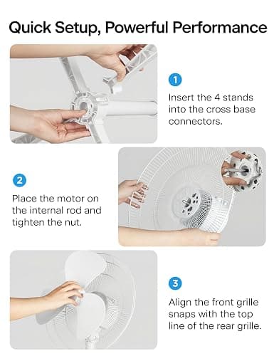 PELONIS 16" Adjustable Oscillating Pedestal Fan for Bedroom, White | Budget Friendly 3-Speed Standing Fan with wide Oscillation and Tilt, Manual Controls for Living Room and Office, Quiet 45dB thumbnail 6