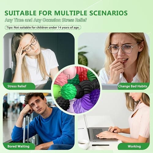 DGMDGS 8-Pack Silicone Magnetic Sensory Fidget Balls, Stress Relief Toys for Adults and Teens(14+), Suitable for Autism ADHD Anxiety, Office Desk Fun Tactile Toy(Black&Green) thumbnail 7