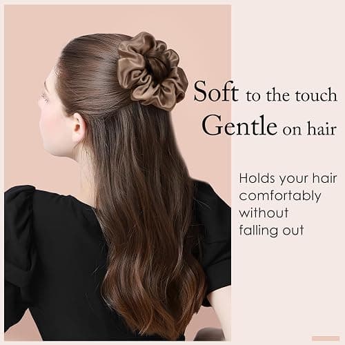 OLESILK 100% Mulberry Silk-Scrunchies for Hair Sleep, Women Grils Silk Hair Ties for Frizz & Breakage Curly Hair, No Damage, Elastics Ponytail Holder, 3 Pack thumbnail 3