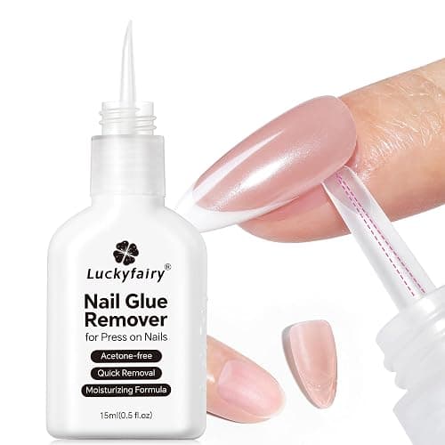 Luckyfairy Nail Glue Remover for Press on Nails, 15ml Acetone-free Nail Polish Remover, Multi-Functional Glue Remover for Nails Tips, Quick Easy Gentle Removal, Not for Gel Polish - Image 1