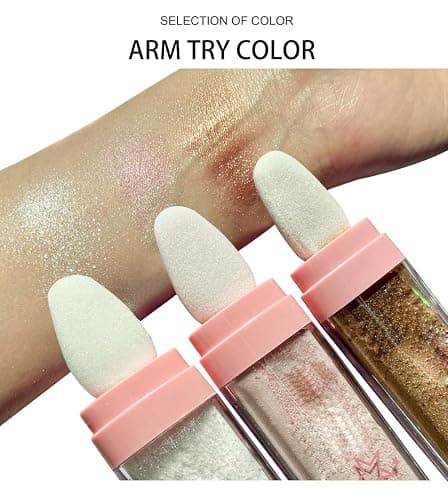 Glitter Powder Highlighter Makeup, Body Brightens the Natural Three-dimensional Face Blusher Patting Powder Highlighter. (01# White moonbeam) thumbnail 5