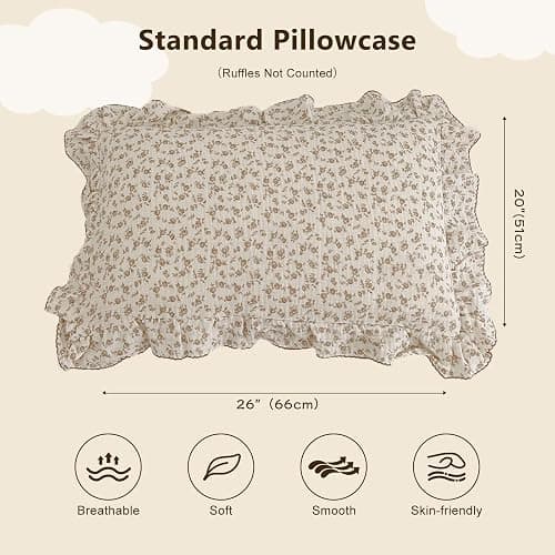 BuLuTu Cotton Muslin Kids Toddler Pillowcase Standard Cute Camellia Flowers Super Soft Travel Pillow Nursery Pillowcase for Boys,Girls,Bedding Decor Machine Washable, Durable Pillowcase,1 Piece thumbnail 4