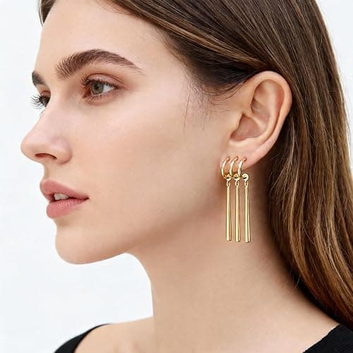 Zoro Earrings for Women Men One Piece Cosplay Figure Earrings Gold Chunky Dangle Earrings Just One Ear Piercing Triple Earrings Anime Lovers Costumes Jewelry Accessories thumbnail 5