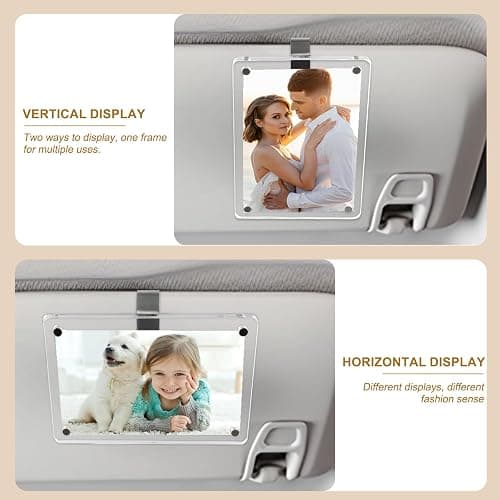 2 Pack Car Visor Photo Clip, Acrylic Magnetic Personalized Car Visor Clip Photo Frame, Sun Visor Picture Holder, Car Accessories for Women Men, Gift for Boyfriend Girlfriend Anniversary Birthday thumbnail 7