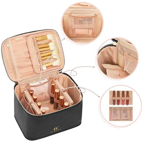 OCHEAL Travel Makeup Bag, Cosmetic Bags for Women Makeup Case Organizer Large Capacity Travel Toiletry Bag Storage Bags with Divider and Handle for Cosmetics Toiletries Brushes Tools-Large, Black thumbnail 2