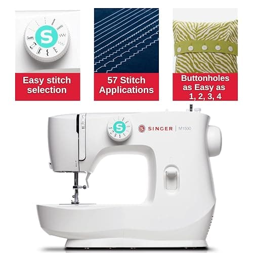 SINGER M1500 Lightweight & Portable Sewing Machine with Accessory Kit | 57 Stitch Applications, LED Light & 4-step Buttonhole | Great for Quilting, Crafts & Mending thumbnail 6