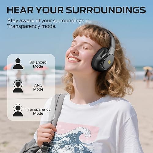 Monster Persona 5th Hybrid Active Noise Cancelling Headphones, Wireless Over-Ear Headphones with Deep Bass Sound, Bluetooth 6.0, 70H Playtime, Foldable Comfort Headphone for Travel/Work/Home thumbnail 8