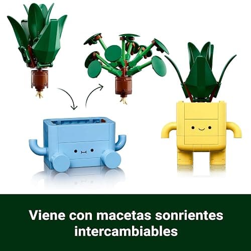 LEGO Botanicals Plantas Felices - Decoración para Estantería y Dormitorio Juvenil - Juguete con 2 Plantas Artificiales de Colores y Caras de Dibujos Animados - Regalo para Niñas de 9+ Años 10349 thumbnail 7