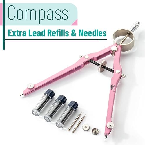 Mr. Pen- Professional Compass for Geometry, Pink, Extra Leads, Metal Compass, Compass, Compass Drawing Tool, Drawing Compass, Drafting Compass, Compass for Students, Compass for Woodworking thumbnail 4