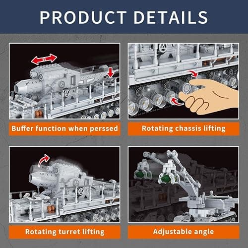 Karl Heavy Mortar Tank Building Block Set 2875 Pieces, Compatible with Lego Military Army Set for Adults WW2 German Mortar Model Kit with Ammo Tractor, 1: 26 Scale Vehicles Model Home Decor thumbnail 4