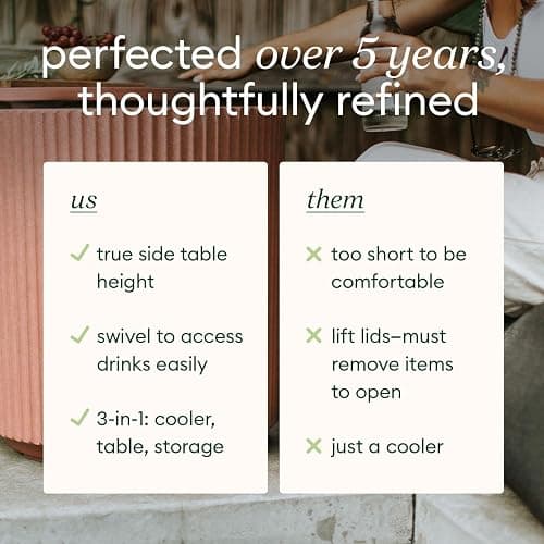 Veradek Cooler Side Table - Outdoor Cooler Table and Ice Chest | Features a Swivel-Top Lid That Keeps Drinks Cool for Up to 12 Hours, Perfect for Porch, Poolside, or Patio Use thumbnail 6