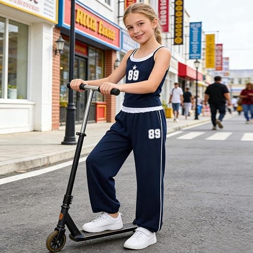 Voxikodex Girls Clothes 2 Piece Camisole Tank Tops & Wide Leg Pants Summer Active Outfits for Teen Girls Size 7-14Y thumbnail 3