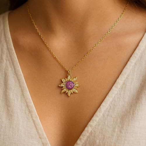 Rapunz Sun Necklace for Women Tangled Necklace Sun Necklaces Opal Pendant Neckalces Healing Crystal Necklaces Christmas Trendy Jewelry thumbnail 3
