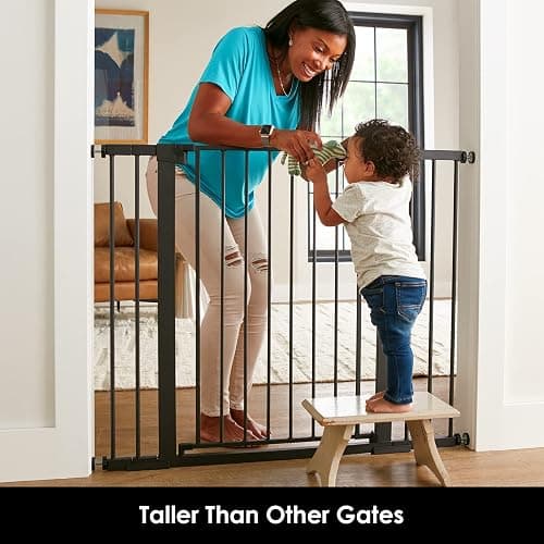 Cumbor 36" Extra Tall Baby Gate for Dogs and Kids with Wide 2-Way Door, 29.7"- 46" Width, and Auto Close Personal Safety for Babies and Pets, Fits Doorways, Stairs, and Entryways, Black thumbnail 5