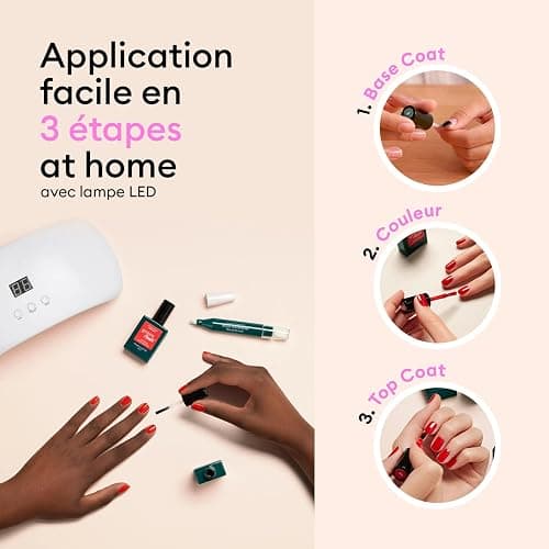 Manucurist Green Flash LED Hollyhock - Gel Ongle Rouge Noir - Vegan, 9-Free, Vernis Gel UV Semi Permanent - Gel Polish Vernis Semi Permanent - Vernis Semi Permanent Rouge - Made in France - 15 ml - Hollyhock thumbnail 6
