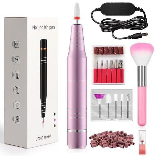 QPVZX Electric Nail File for Gel Nails - Ultra Quiet Manicure Drill, Low Vibration Pedicure Tool Set, Portable Nail Polish Kit for Home Salon, Pink Professional Set - Image 1