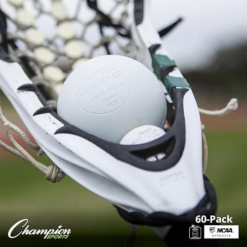 Champion Sports Lacrosse Balls: Official Size Sporting Goods Equipment for Professional, College & Grade School Games, Practices & Recreation - NCAA, NFHS and SEI Certified - 60-Pack - White thumbnail 6