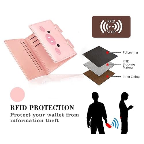 CONISY Cute Wallets for Women, Leather RFID Blocking Small Trifold Wallet with ID Window for Girls and Ladies Womens Wallet thumbnail 5