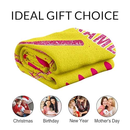 Personalized Softball Gifts for Girls - 30x40 Inches Softball Throw Blankets for Kids - Yellow Cool Lightweight Soft Blankets for Sofa, Lap & Office thumbnail 6