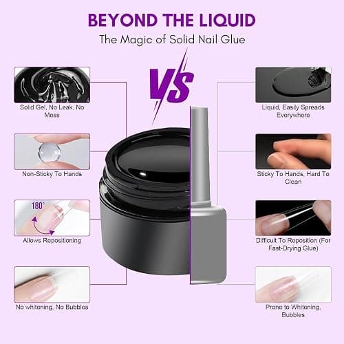 Makartt Solid Nail Glue Gel: Extra Strong Gel Nail Glue for Press On Nails & Fake Tips Long-Lasting Strong Adhesion Nails Glue for Acrylic Nails Clear 3D Gels for Nail Art Home Salon UV Light Cured thumbnail 4