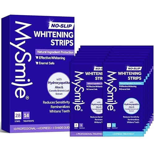 MySmile Teeth Whitening Strips 14 Treatments Kit, Hydroxyapatite-Infuse White Strips, Non-Sensitive Teeth Whitening with Soothing Natural Ingredients, Enamel-Safe, Residue-Free, Non-Slip(28 Count) - 28 Count (Pack of 1) - Image 1