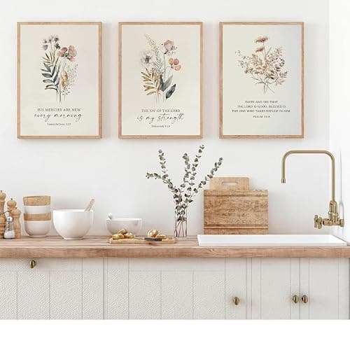 PLPKEYGR 3 Pcs Christian Flower Wall Art Flower Scripture Wall Decor God Quotes Canvas Painting Prayer Room Pictures Inspirational Bible Verse Posters For Living Room Bedroom 12x16 in Poster thumbnail 5