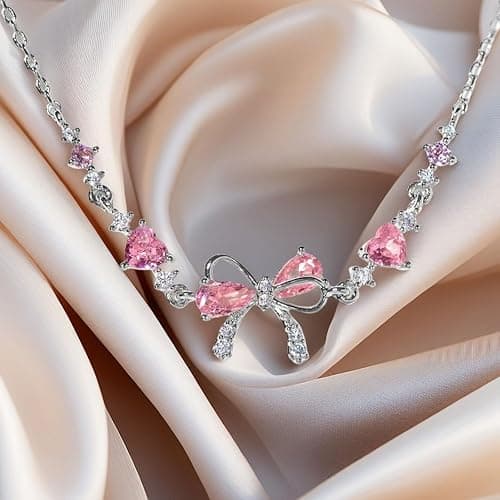 GWAWG Schleife Zirkon Armband, Verstellbares Freundschaftsarmband mit Weiß- und Rosazirkonia, Elegantes Schmuck Armband für Damen, Trendiges Bow Bracelet als Geschenk für Freundin, Schwester, Frau thumbnail 4