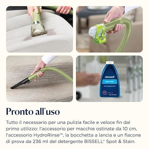 BISSELL Little Green, Lavatappeti, Lavatappezzeria per Macchie Quotidiane e Sporco, Lava Tappezzeria per Tappeti, Auto, Pulisci Divani, Moquette, Materassi e Altro, Potente Motore da 340W, 4098N thumbnail 11