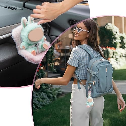 Doll Car Seat Compatible with Bubudoll, Small Seat for 10-17cm Blind Box Toys, Including Air Vent Clip, Desktop Stand, Adjustable Safety Strap, Airflow-Friendly Design, Ideal Car Decor Gifts(Pink) thumbnail 5
