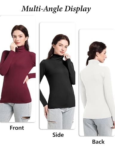 Dalavch 4 Pack Women’s Turtle Neck Long Sleeve Shirts Fall Fashion Turtleneck Baselayer Undershirts Tops Underscrub thumbnail 5