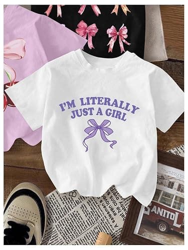 RoseSeek Girl's Graphic Tees Crewneck Summer T Shirt Tops Cute Clothes | Short Sleeve, Regular Fit, Casual, Summer Tops for Girls 10-12/14-16, Tween Girl Clothes thumbnail 5