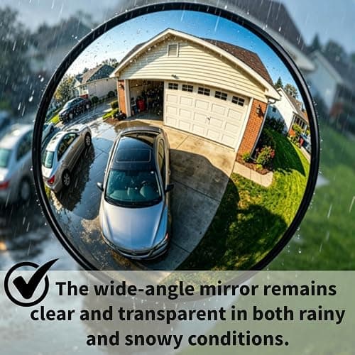 THAIMATS 24in Wide-Angle Unbreakable Convex Mirror | Heavy-duty unbreakable acrylic, instant rebound, wall mount. Indoor/outdoor for garage, driveway, warehouse, street. thumbnail 8