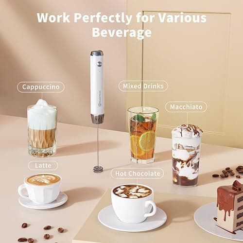 Maestri House Rechargeable Milk Frother, LunaFro NS Handheld Electric Foam Maker Waterproof Detachable Stainless Steel Whisk Drink Mixer Foamer for Lattes, Cappuccino, No Stand thumbnail 3