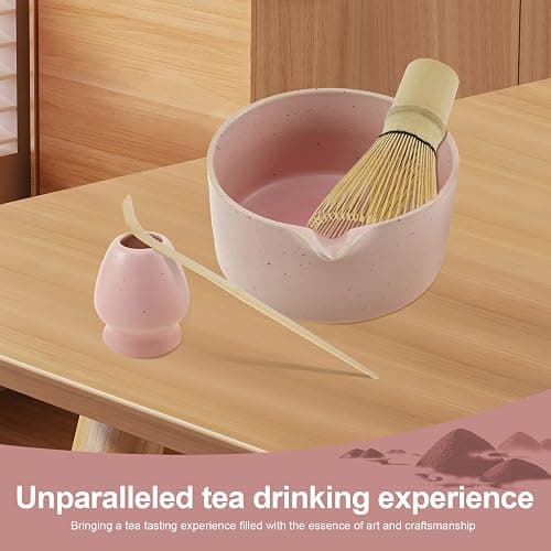 4Pcs Matcha Whisk Set, Japanese Matcha Tea Set,Ceramic Matcha Bowl Matcha Whisk Holder Bamboo Matcha Whisks and Bamboo Scoop Handcrafted Matcha Kit for Traditional Japanese Tea (G) thumbnail 7