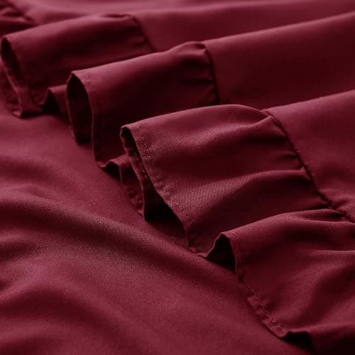 KKJIAF Ruffle Pillow Cases Standard Size Set of 2, Ruffled Pillow Covers with Envelope Closure, Wrinkle Resistant Ruffled Pillow Shams 20" x 26", Burgundy thumbnail 6