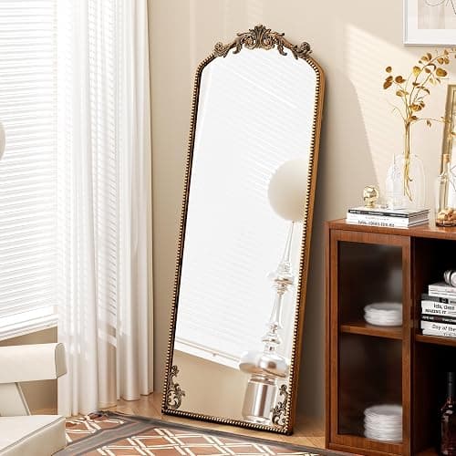 Ecomosita Gold Vintage Ornate Baroque Mirror 65"×22", Full Length Floor Mirror, Large Arched Antique Bronze Mirror for Wall, Living Room, Bedroom, Hallway, Home Decor - Image 1