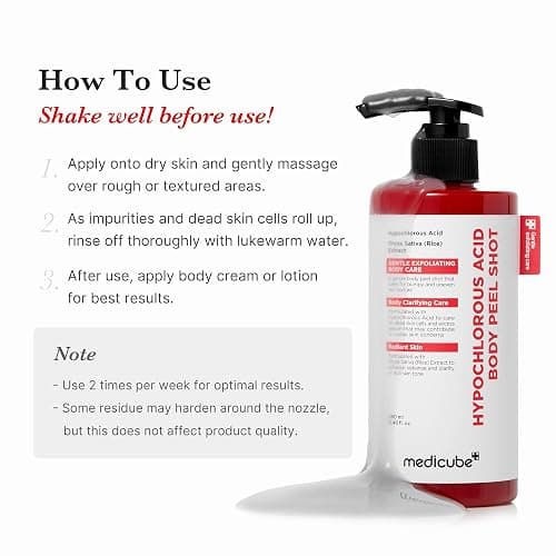 medicube Dual Body Peel Shot Duo: Hypochlorous Acid and Turmeric Body Peel Shot | for Gentle Exfoliation for Dead Skin Cells, Rough Patches, and Visible Concerns | Brightening & Calming | Skincare Set thumbnail 9