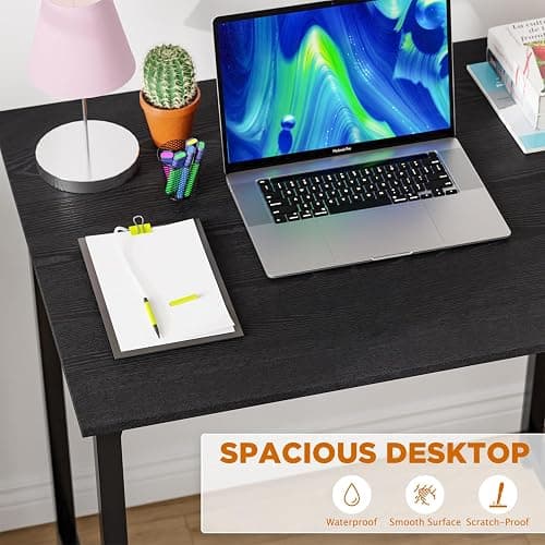 PayLessHere | 32 Inch Computer Desk | Black | Office Desk with Metal Frame, Adjustable Feet | Water-Resistant, Scratchproof Surface | Sturdy Writing Table for Home Office or Study | Pack of 1 thumbnail 4