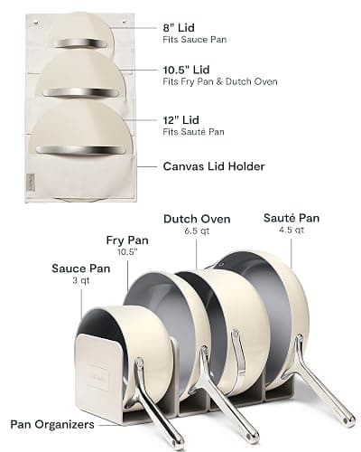 Caraway Non-stick Ceramic Cookware Set (12 Piece) Pots, Pans, Lids and Kitchen Storage - PFAS & PFOA Free - Oven Safe Pan Set & Compatible with All Stovetops - Cream thumbnail 4