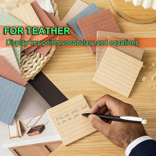 (24 Pack) Lined Sticky Notes 3x3 in,Vintage Notepads with Lines | Ruled Stickies,Super Sticking Power,Office School Memo Note Pads,Post on Windows Doors,Recyclable,Easy to Write on thumbnail 4