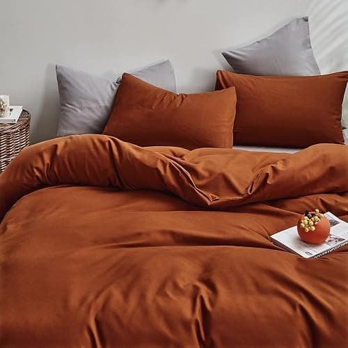 Houseri Burnt Orange Comforter Set California King Rust Orange Bedding Caramel Terracotta Cal King Comforter Sets Soft Comfy Women Men Aesthetic Cinnamon Reddish Brown Bed Quilts Blanket Cal King Size thumbnail 2