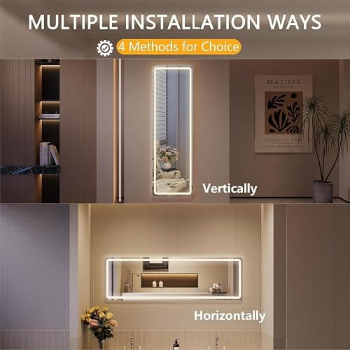 ZKIODV Full Length Mirror with Lights, LED Full Body Mirror, Wall Mirror with 3 Colors & Dimmable Lighting, Floor Standing Mirror for Bedroom & Living Room, Aluminum Frame - White, 160 x 50 cm thumbnail 6
