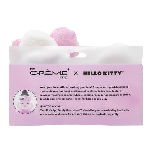 The Crème Shop Plush Spa Headband w/Hello Kitty's Signature Bow, Spa Headband for Washing Face, Skincare Headbands, Soft & Fluffy Headbands for Women (Pink) thumbnail 6
