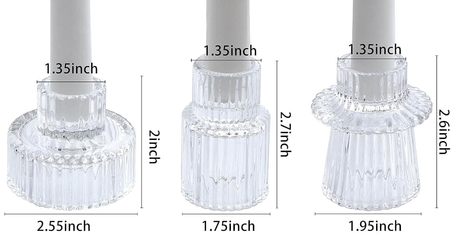 Vixdonos Glass Candlestick Holders Tealight Candle Holders for Table Centerpieces, Wedding Decor and Dinner Party (3 Pcs, Clear) thumbnail 3
